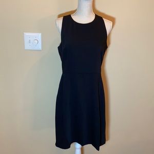 LOFT Cross Back Black Dress w Pockets